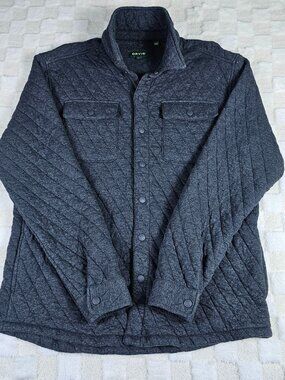 Orvis Quilted Shirt Jacket Mens Medium Charcoal Gray Full Snap Insulated Shacket
